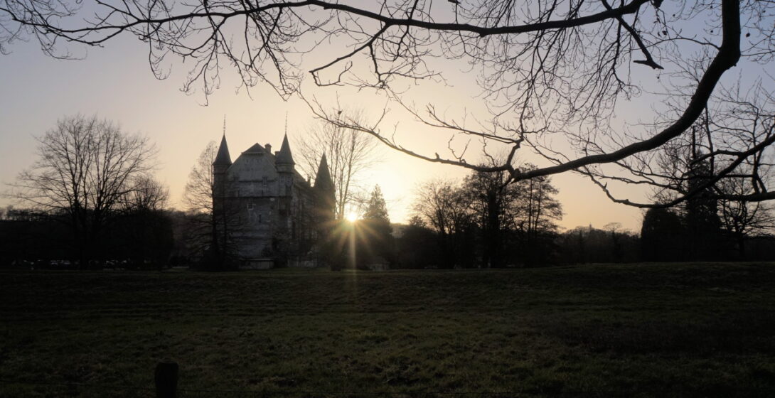 National monument Schaloen Castle in Oud Valkenburg next to the Geul.